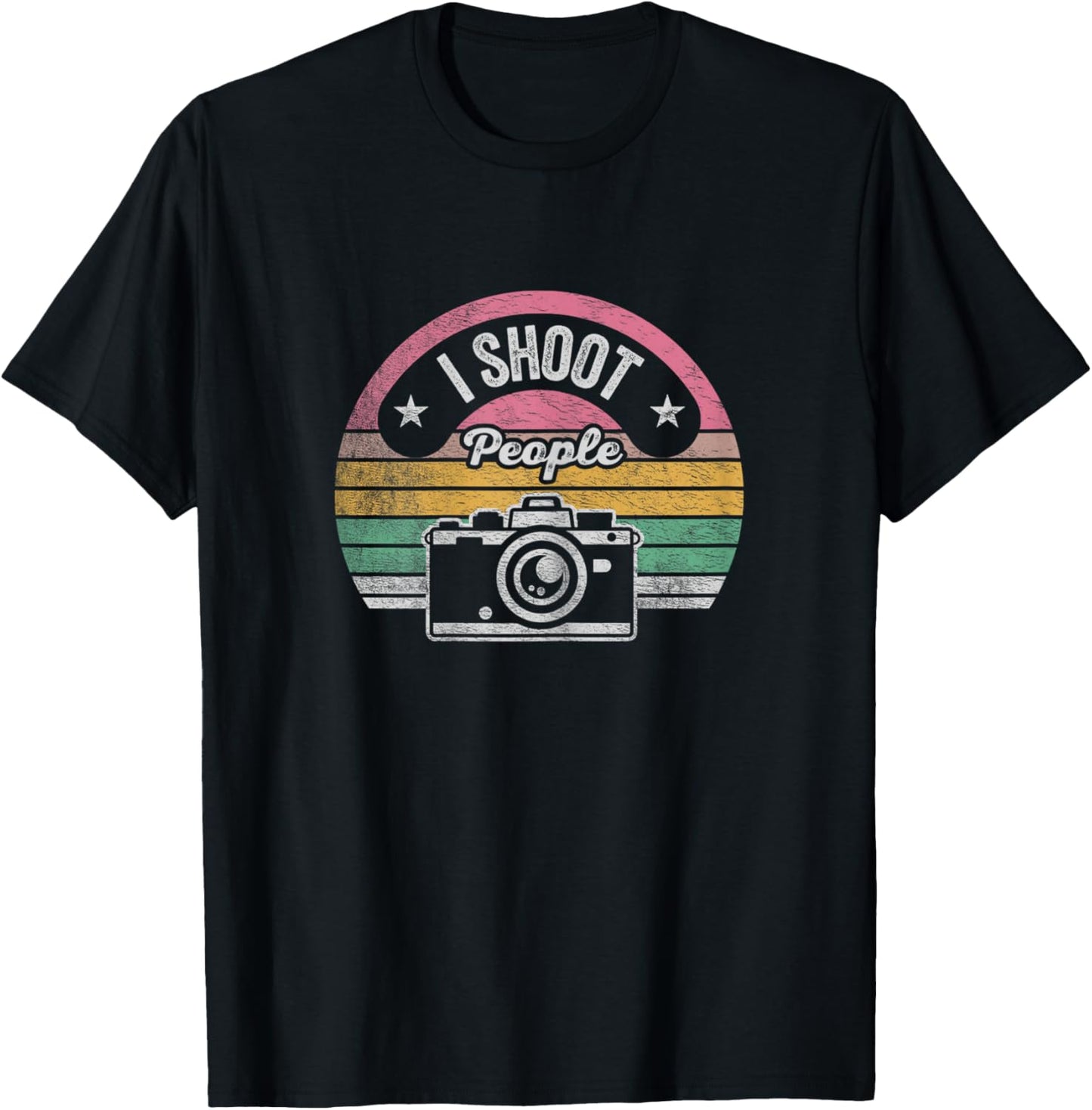 Retro Vintage Funny Photographer Camera Shirt I Shoot People T-Shirt - T-Shirt | Black