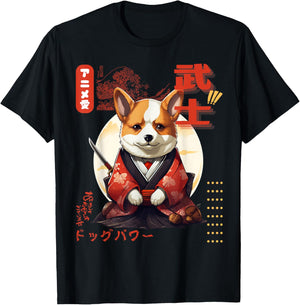 Corgi Kimono Samurai Traditional Japanese Art Boys T-Shirt - T-Shirt | Black