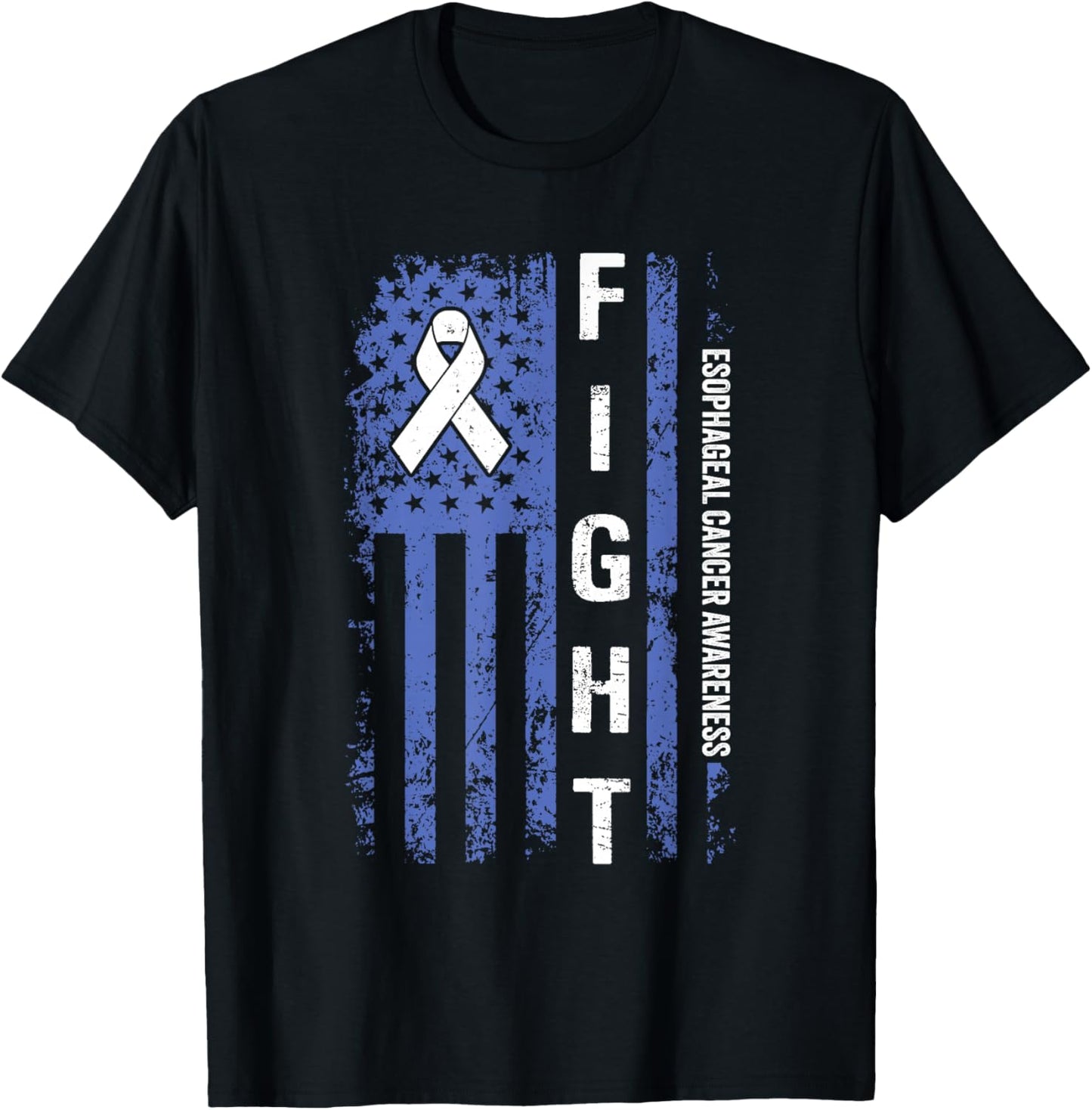 Esophageal Cancer Awareness American Flag Esophageal Cancer T-Shirt - T-Shirt | Black