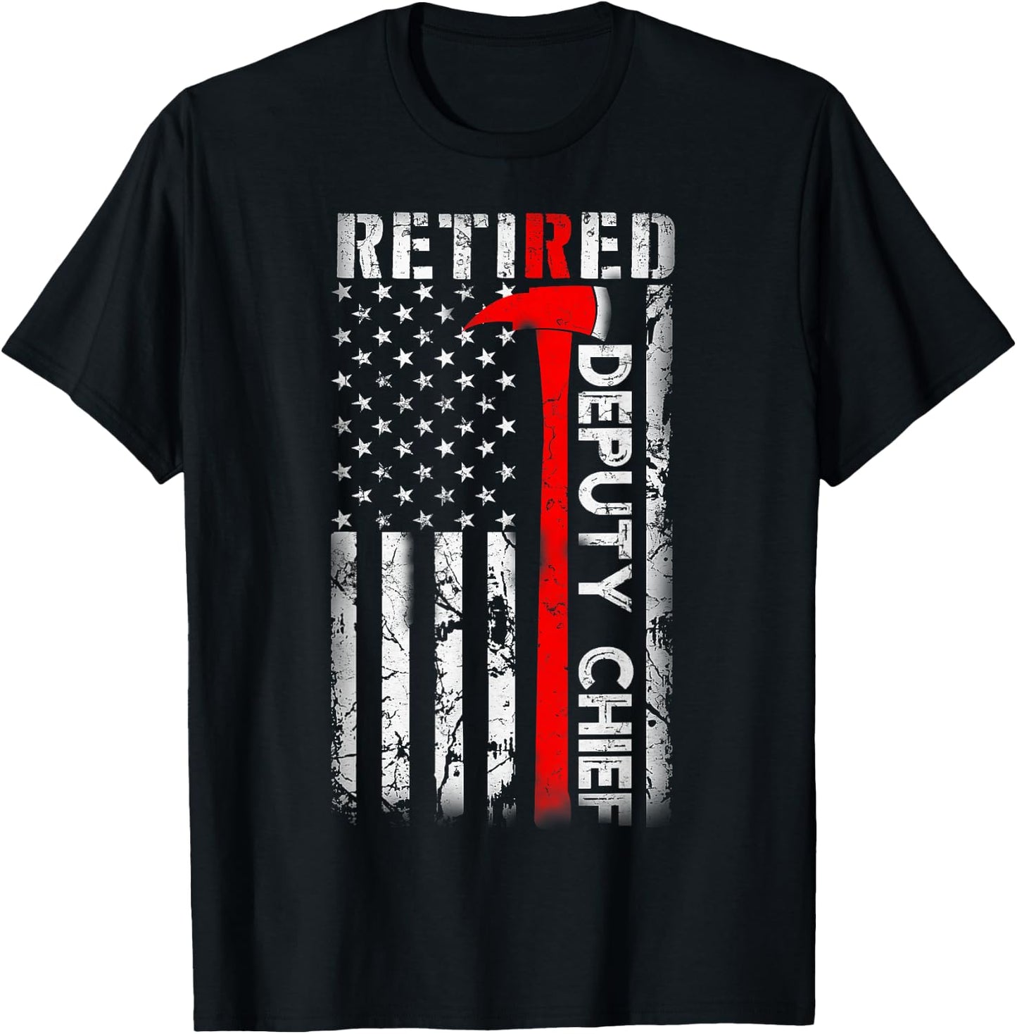 Retired Deputy Fire Chief Fireman Retirement UAS flag Gifts T-Shirt - T-Shirt | Black