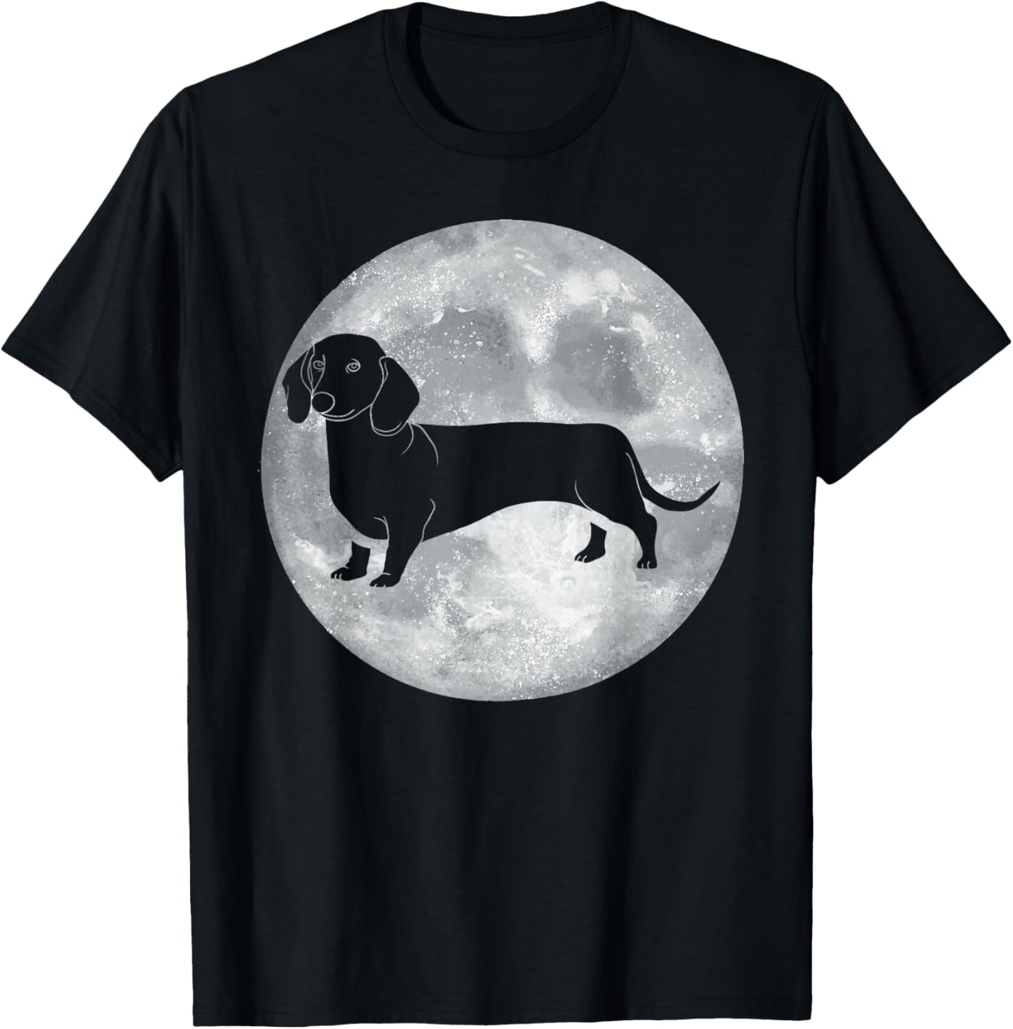 Silhouette Dachshund Weiner Dog in Full Moon Dachshund Lover T-Shirt - T-Shirt | Black