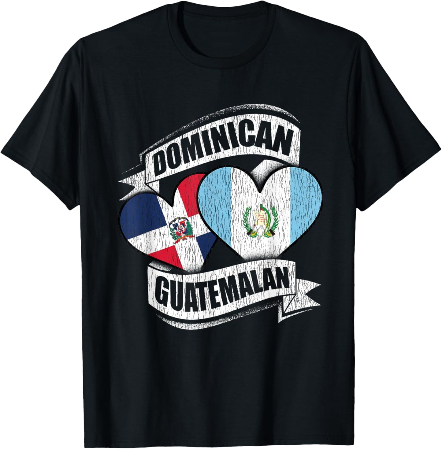 Dominican Guatemalan Heart Dominican Republic Guatemala Flag T-Shirt - T-Shirt | Black