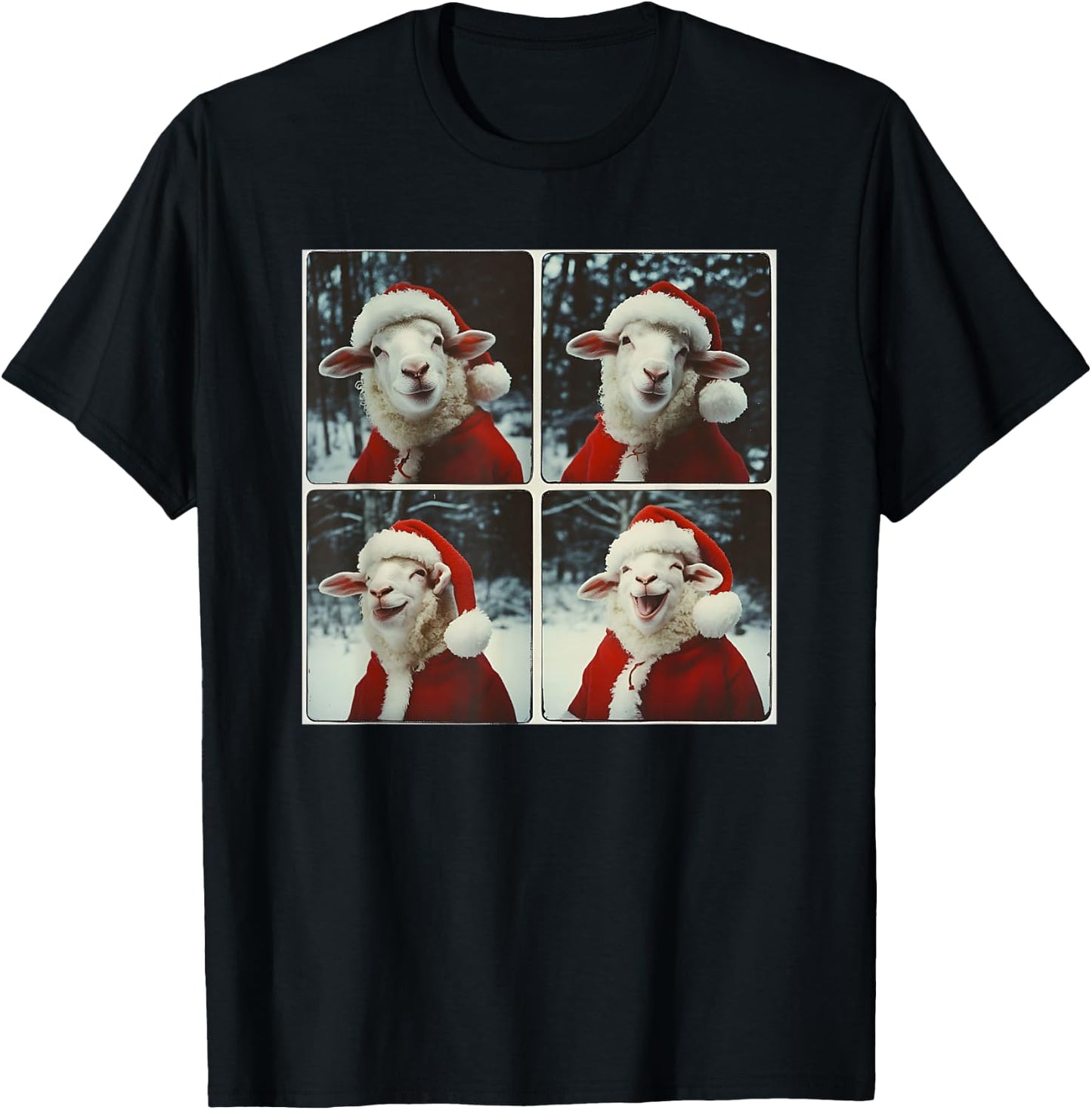 Sheep Santa Christmas Farm Animal T-Shirt - T-Shirt | Black