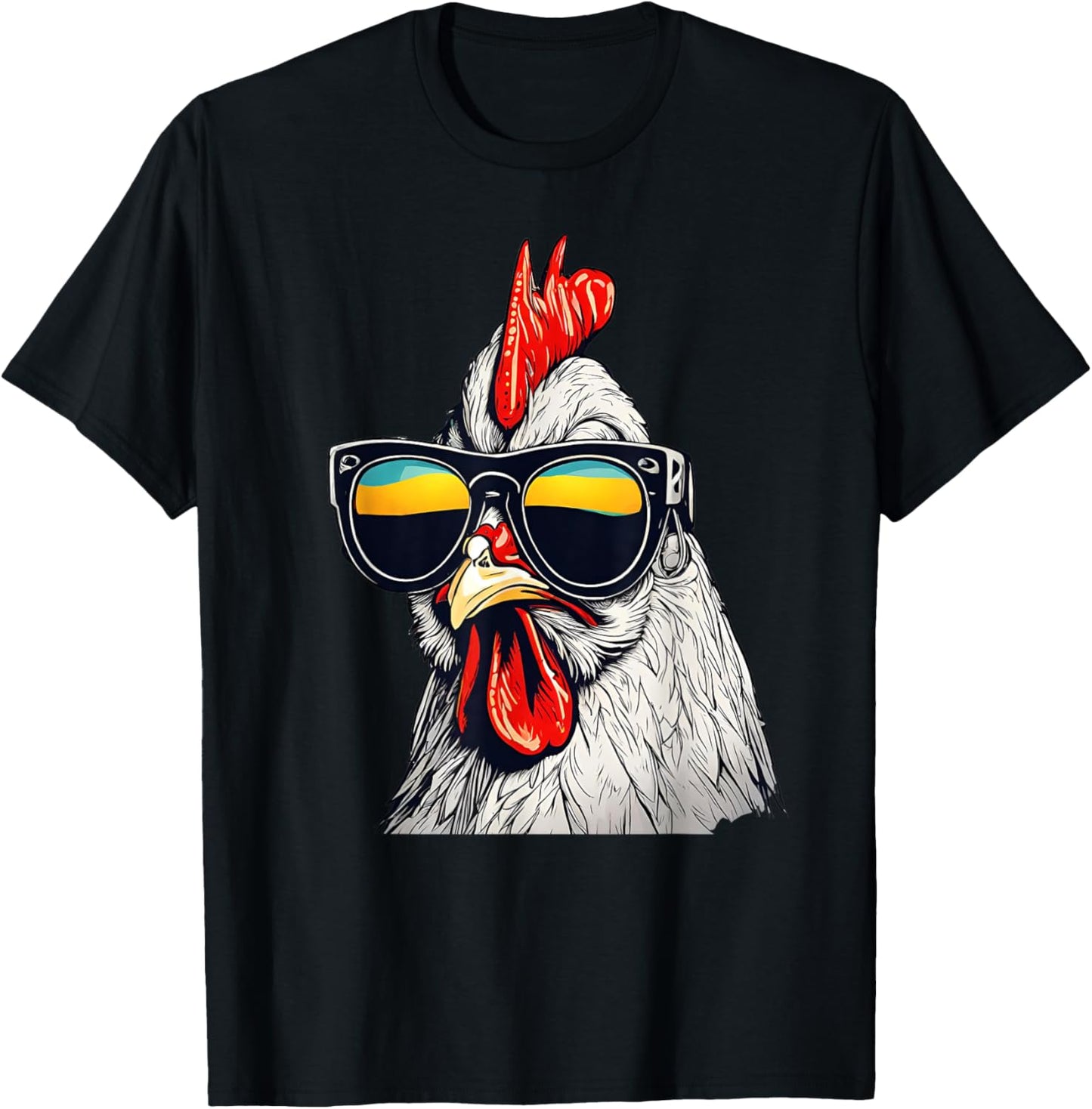 Cool Rooster Wearing Sunglasses Retro Vintage Chicken T-Shirt - T-Shirt | Black