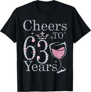 Cheers to 63 Years 1959 63rd Birthday Gift T-Shirt - T-Shirt | Black