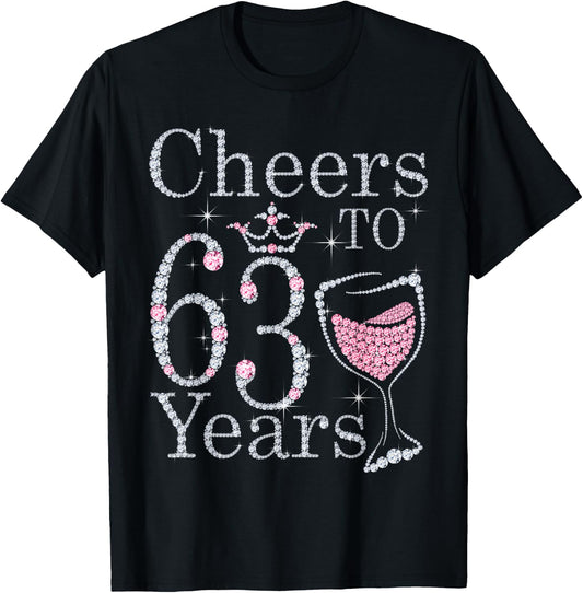 Cheers to 63 Years 1959 63rd Birthday Gift T-Shirt - T-Shirt | Black
