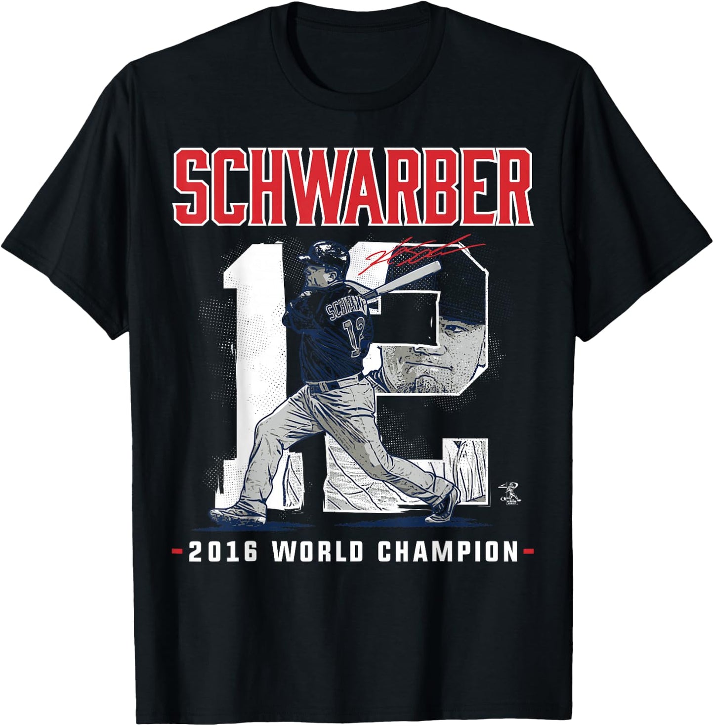 Kyle Schwarber Player Number 2016 World Champion T-Shirt - T-Shirt | Black