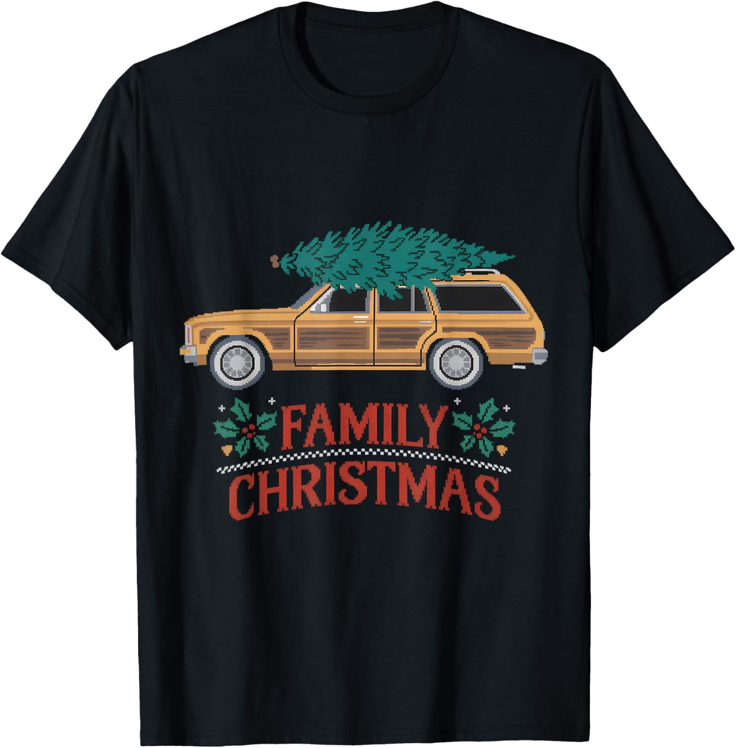 Ugly Christmas Outfit PJ Party Christmas Tree Car Movie T-Shirt - T-Shirt | Black