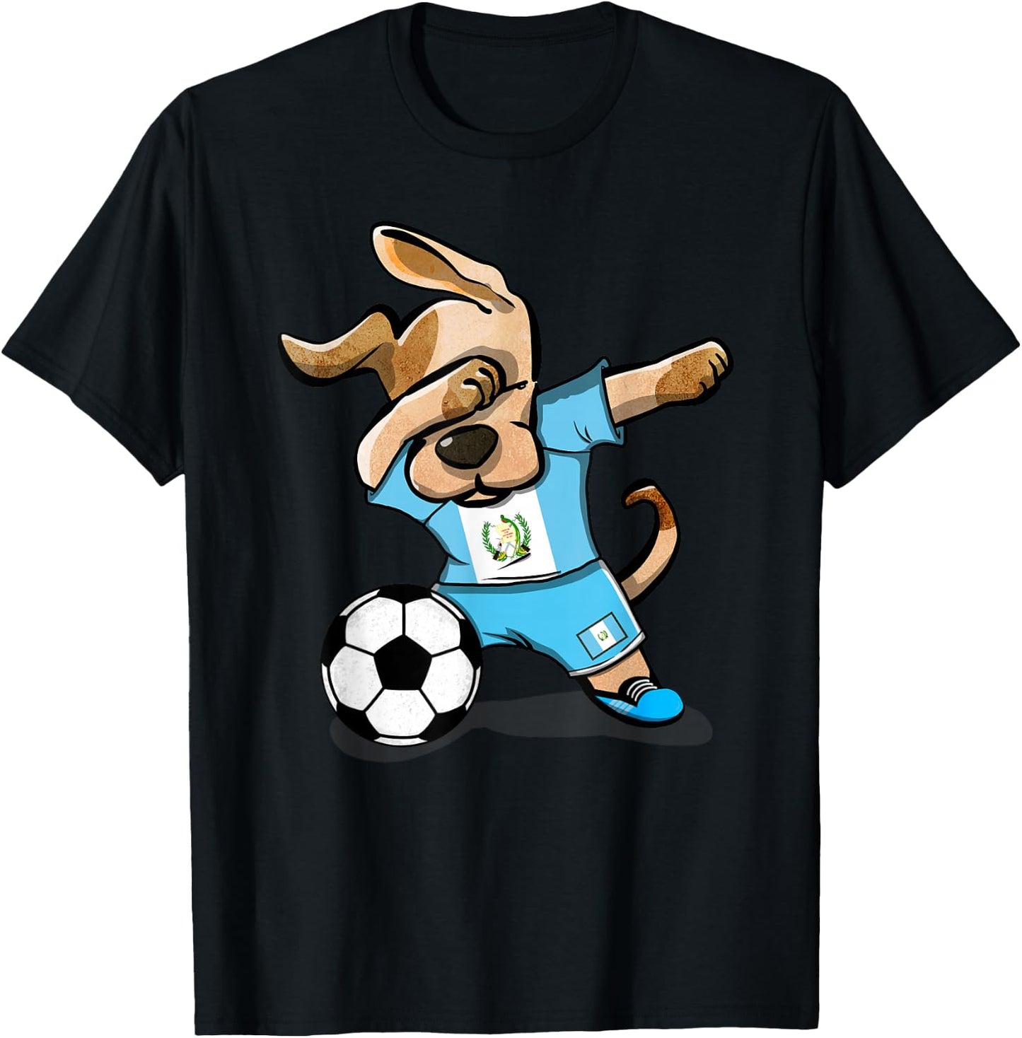 Dabbing Dog Guatemala Soccer Guatemalan Flag Football Lovers T-Shirt - T-Shirt | Black