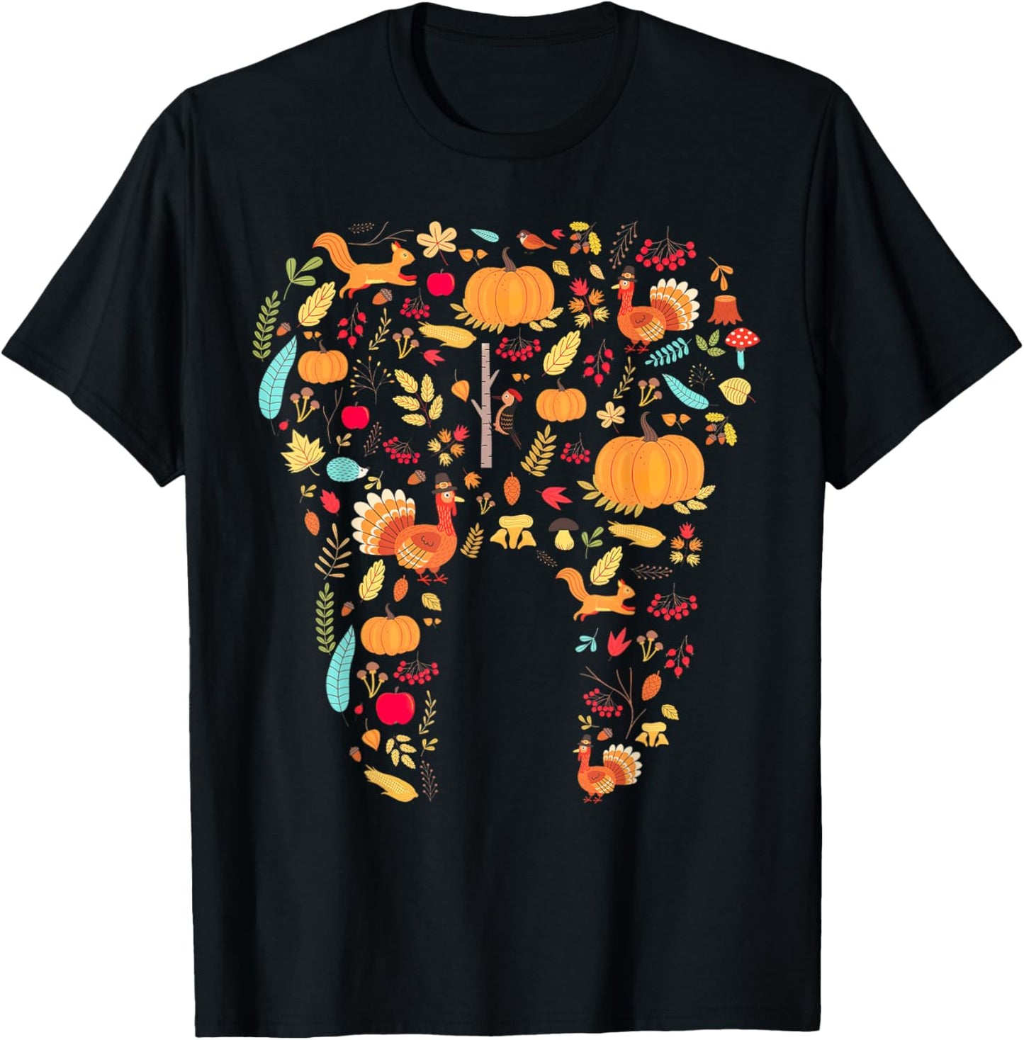 Fall Dental Pumpkin Tooth Dental Thanksgiving T-Shirt - T-Shirt | Black
