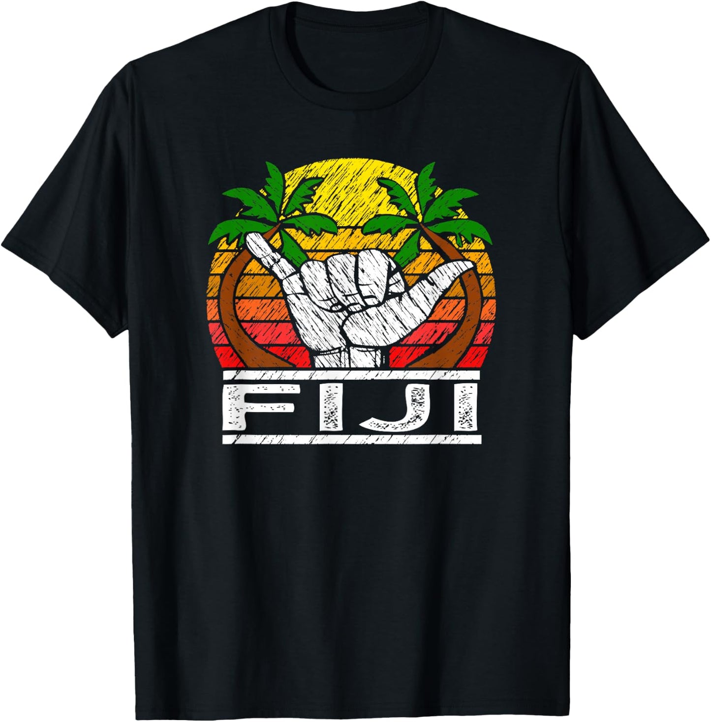Vintage Fiji Island Sunset Gift Fijian T-Shirt - T-Shirt | Black