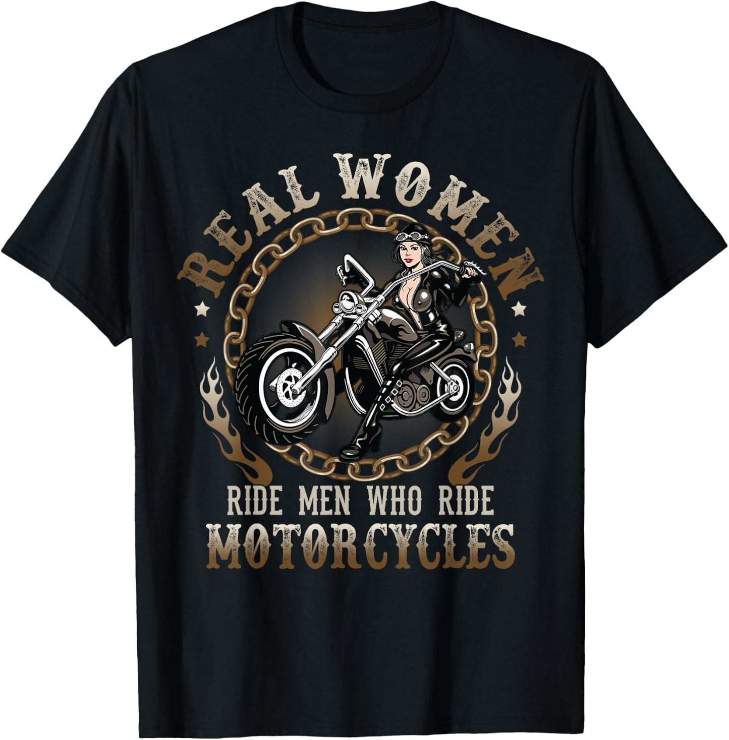 Sexy Real Chick Ride Motorcycles Gift Biker Babe Chick T-Shirt - T-Shirt | Black