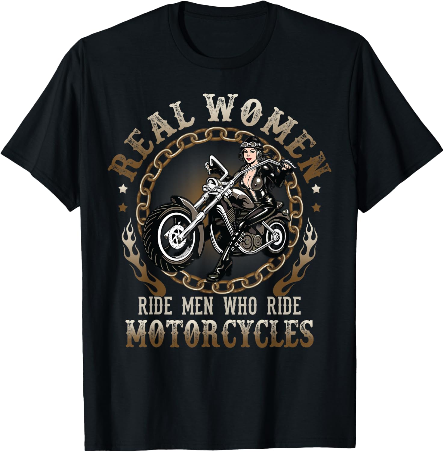 Sexy Real Chick Ride Motorcycles Gift Biker Babe Chick T-Shirt - T-Shirt | Black
