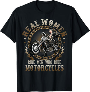 Sexy Real Chick Ride Motorcycles Gift Biker Babe Chick T-Shirt - T-Shirt | Black