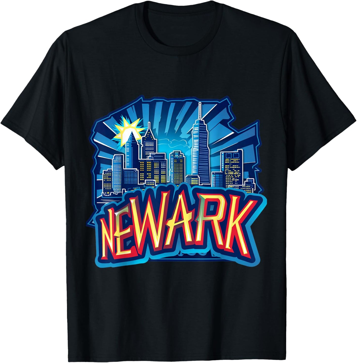 Newark New Jersey NJ Downtown Skyline City Pride Urban Vibes T-Shirt - T-Shirt | Black