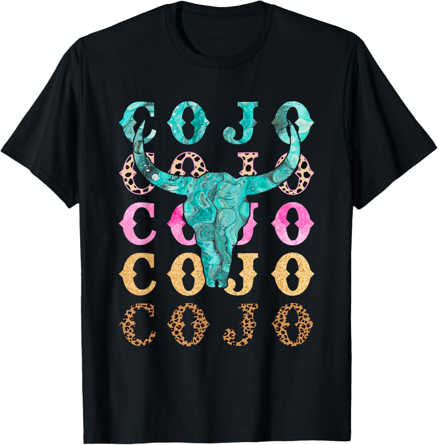 Retro Cojo Johnson Bull Skull Music Country 70s Cowboys Boot T-Shirt - T-Shirt | Black