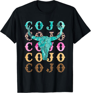 Retro Cojo Johnson Bull Skull Music Country 70s Cowboys Boot T-Shirt - T-Shirt | Black