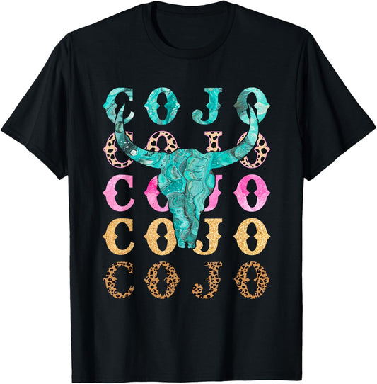 Retro Cojo Johnson Bull Skull Music Country 70s Cowboys Boot T-Shirt - T-Shirt | Black