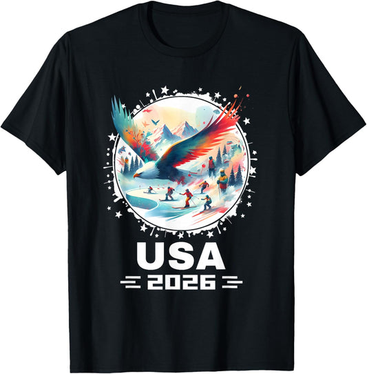 USA 2026 Go United States Winter Sport USA Team 2026 USA T-Shirt - T-Shirt | Black