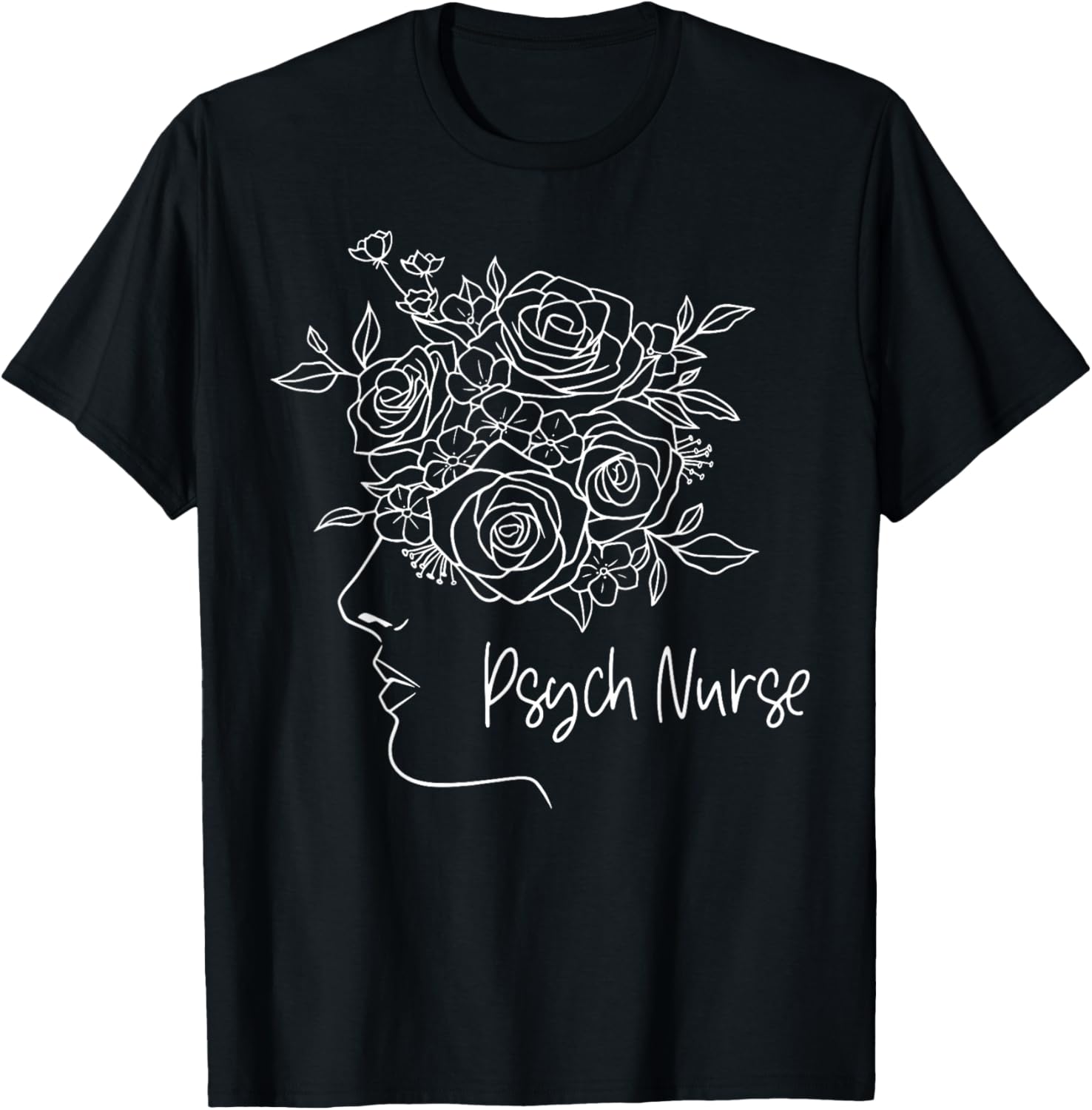 Floral Psych RN Psychiatric Nurse Week Mental Health Nursing T-Shirt - T-Shirt | Black