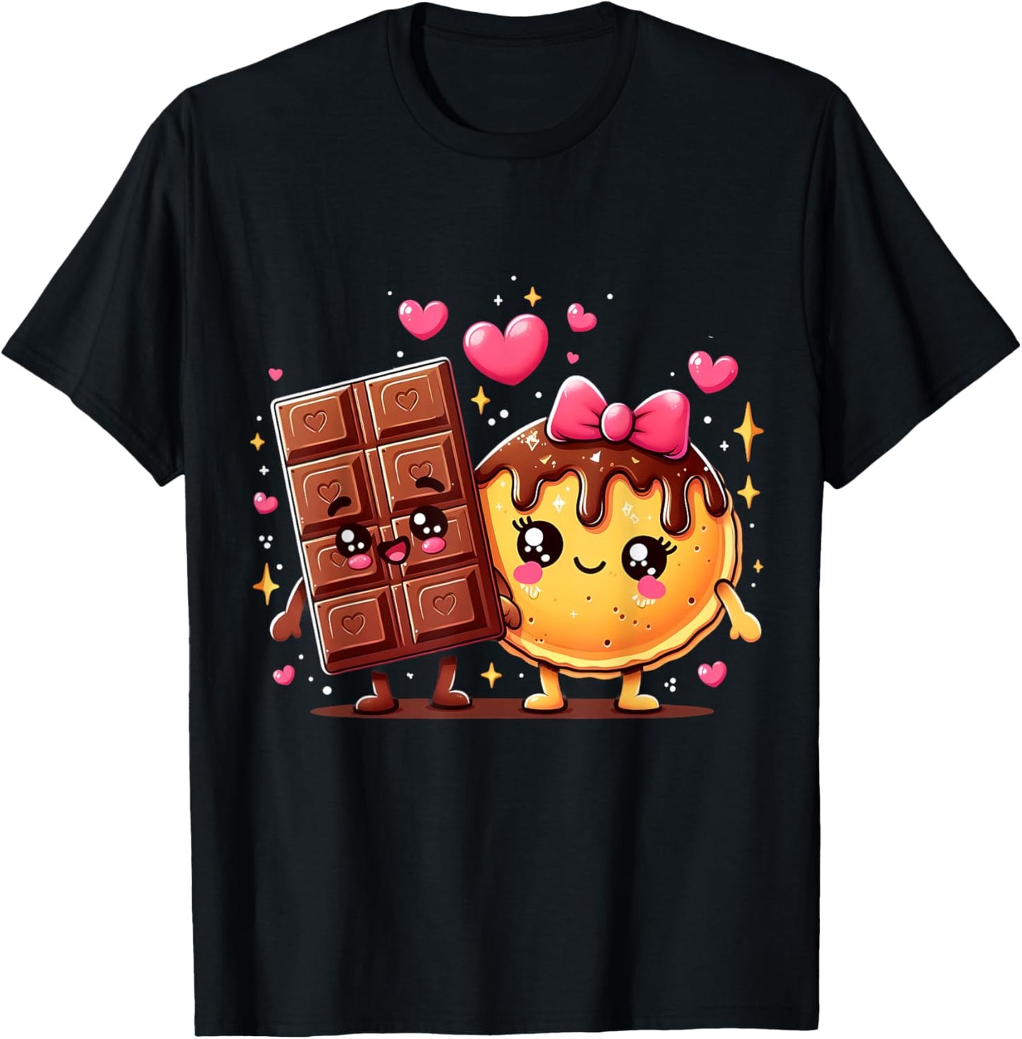 Choco and Pancake Couples Love Matching T-Shirt - T-Shirt | Black