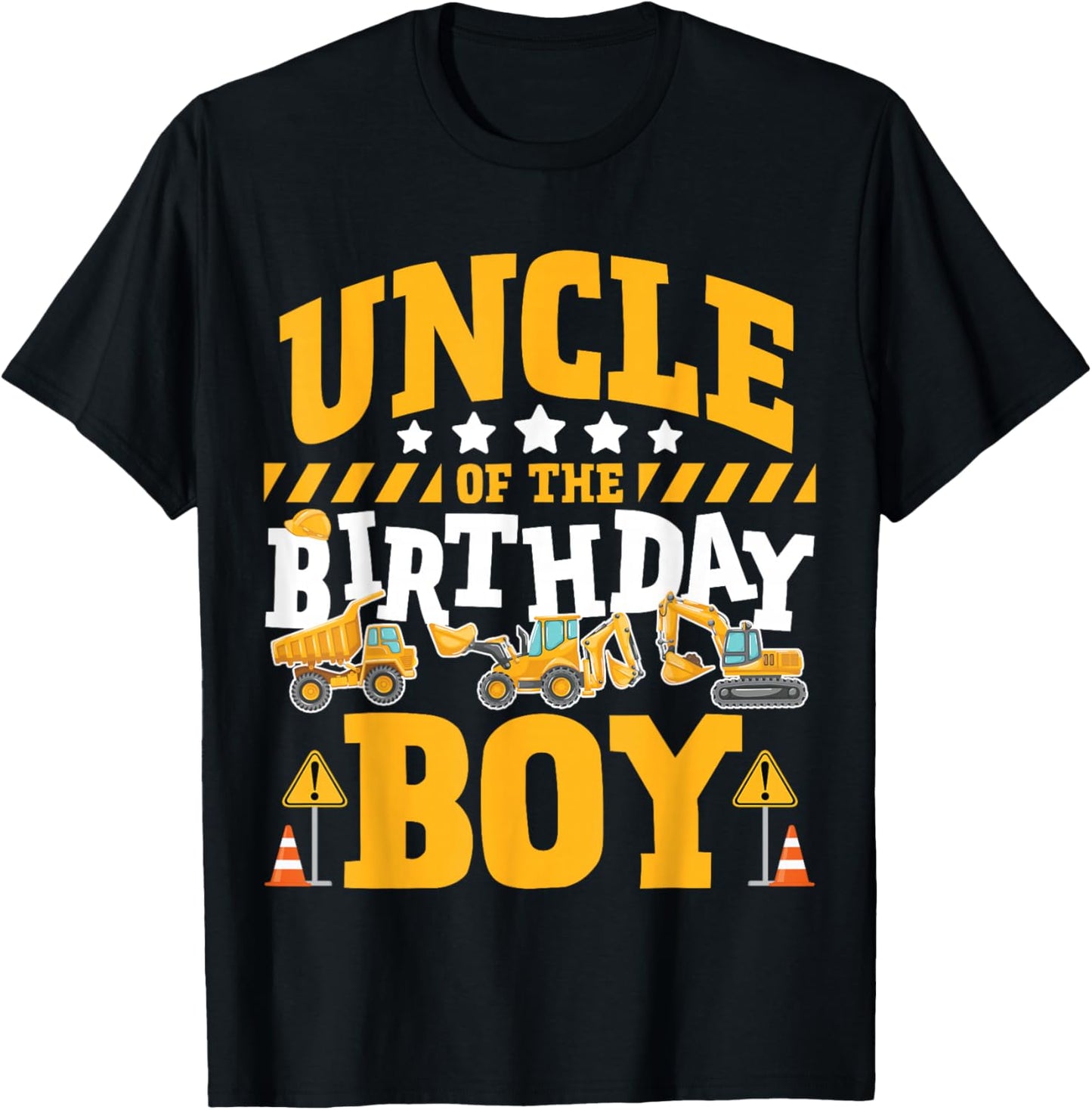 Uncle of the Birthday Boy Excavator Construction Truck T-Shirt - T-Shirt | Black