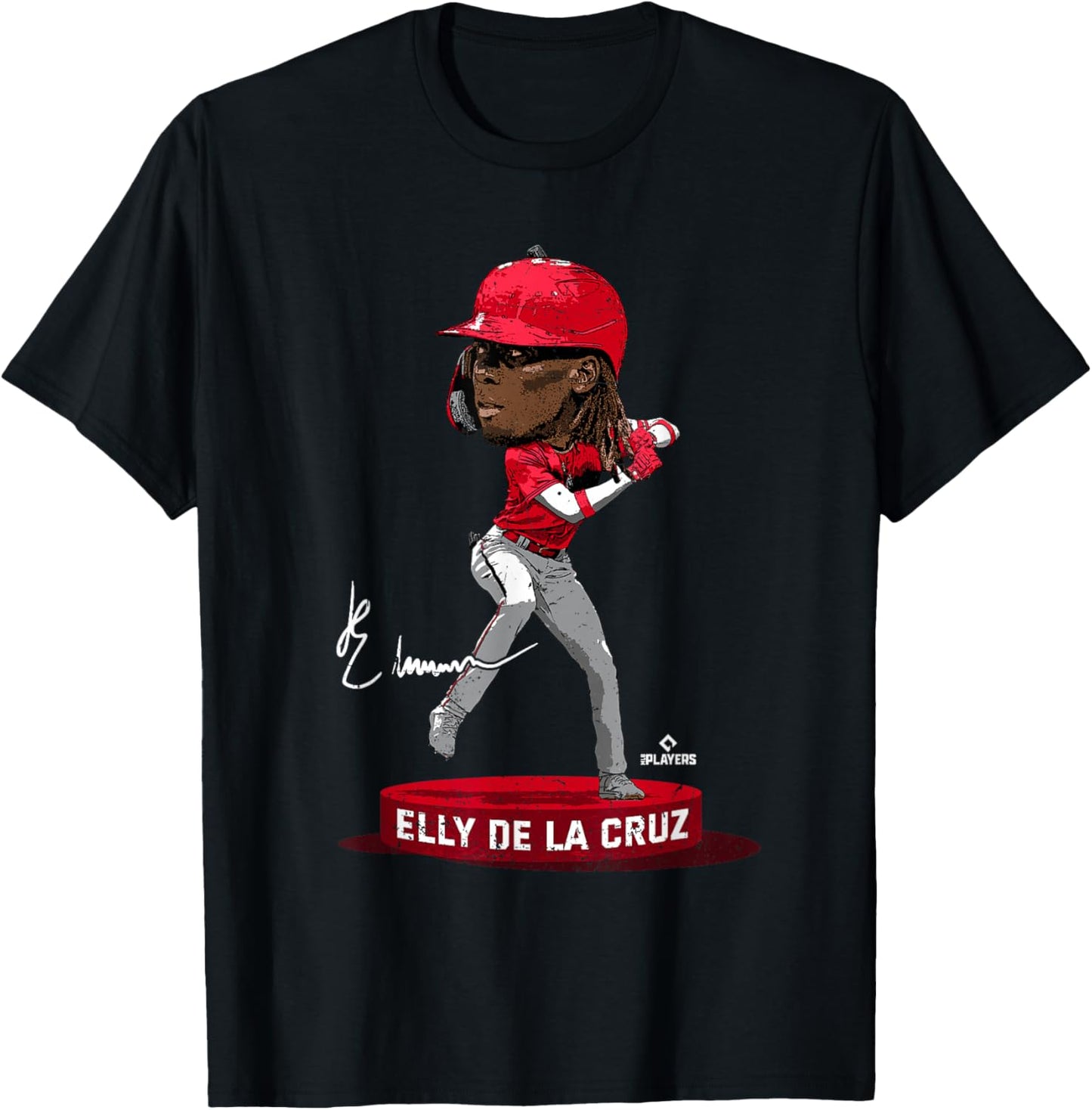 Bobblehead Elly De La Cruz Cincinnati MLBPA T-Shirt - T-Shirt | Black