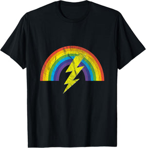 Rainbow Lightning Bolt T-Shirt - T-Shirt | Black