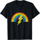 Rainbow Lightning Bolt T-Shirt - T-Shirt | Black