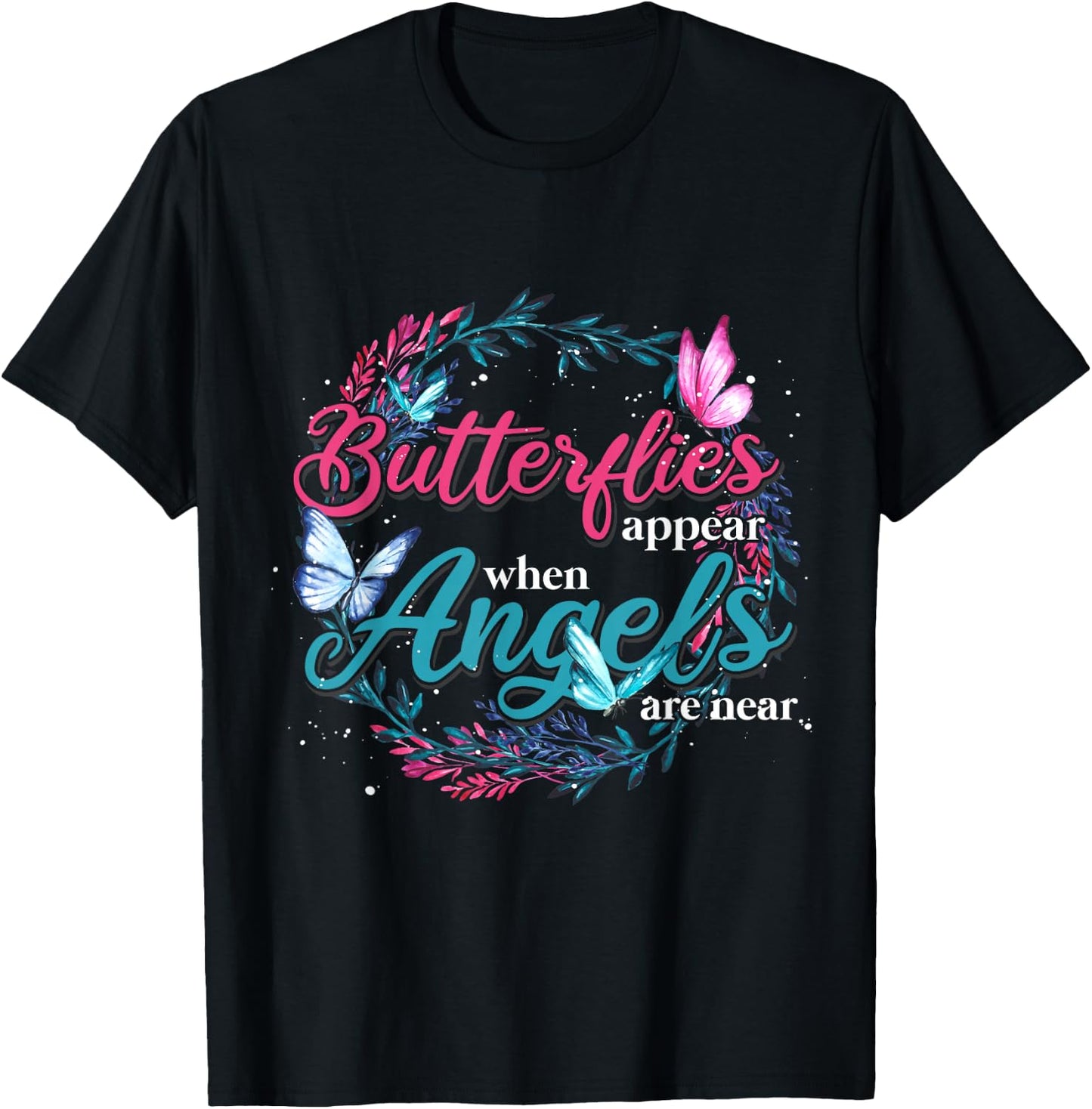 Angel Butterflies Gift Butterfly T-Shirt - T-Shirt | Black