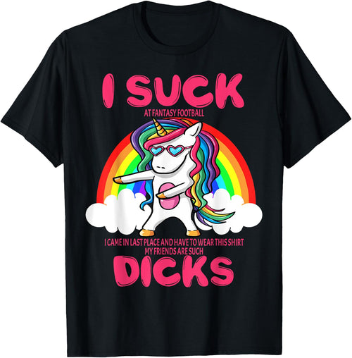 I Suck Dicks Fantasy Football Loser Trophy Unicorn Rainbow