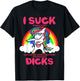 I Suck Dicks Fantasy Football Loser Trophy Unicorn Rainbow T-Shirt - T-Shirt | Black