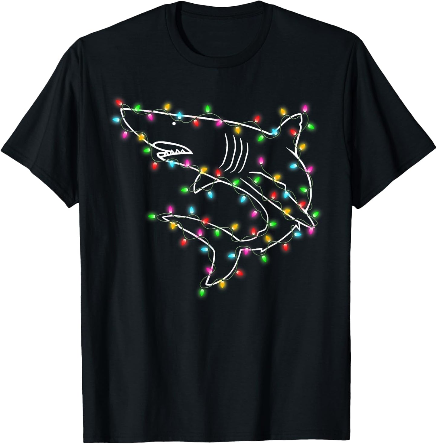 Sharks Tree Christmas Sweater Xmas Pet Animal Shark Lover T-Shirt - T-Shirt | Black