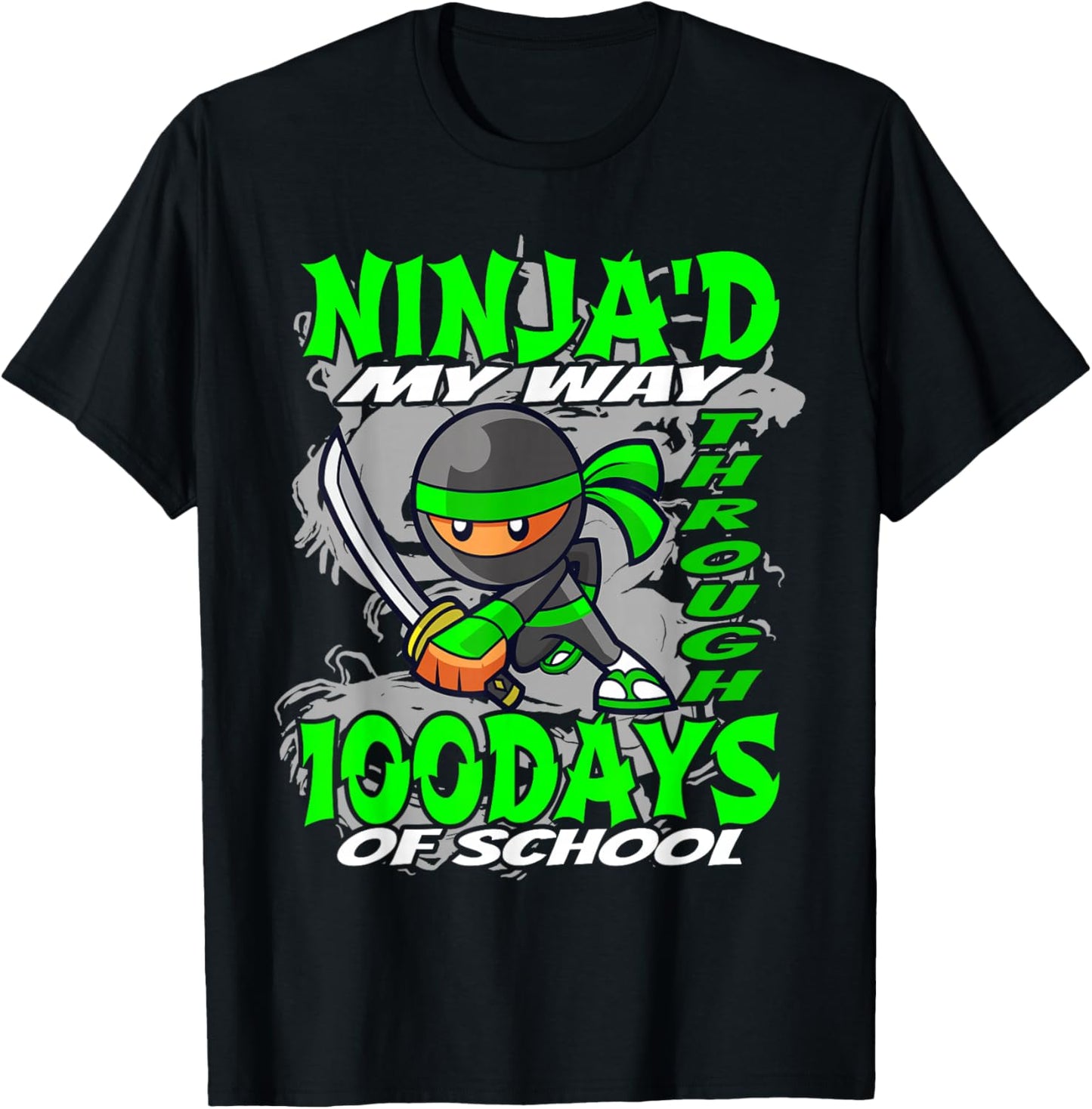Ninja'd My Way Through 100 Days Of School - Ninja T-Shirt - T-Shirt | Black