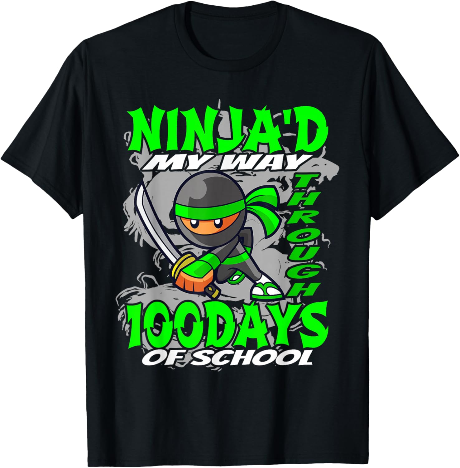 Ninja'd My Way Through 100 Days Of School - Ninja T-Shirt - T-Shirt | Black