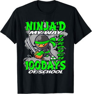 Ninja'd My Way Through 100 Days Of School - Ninja T-Shirt - T-Shirt | Black