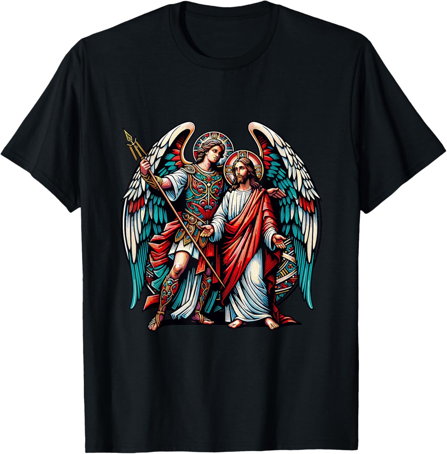 Jesus Christ and Archangel Raphael T-Shirt - T-Shirt | Black