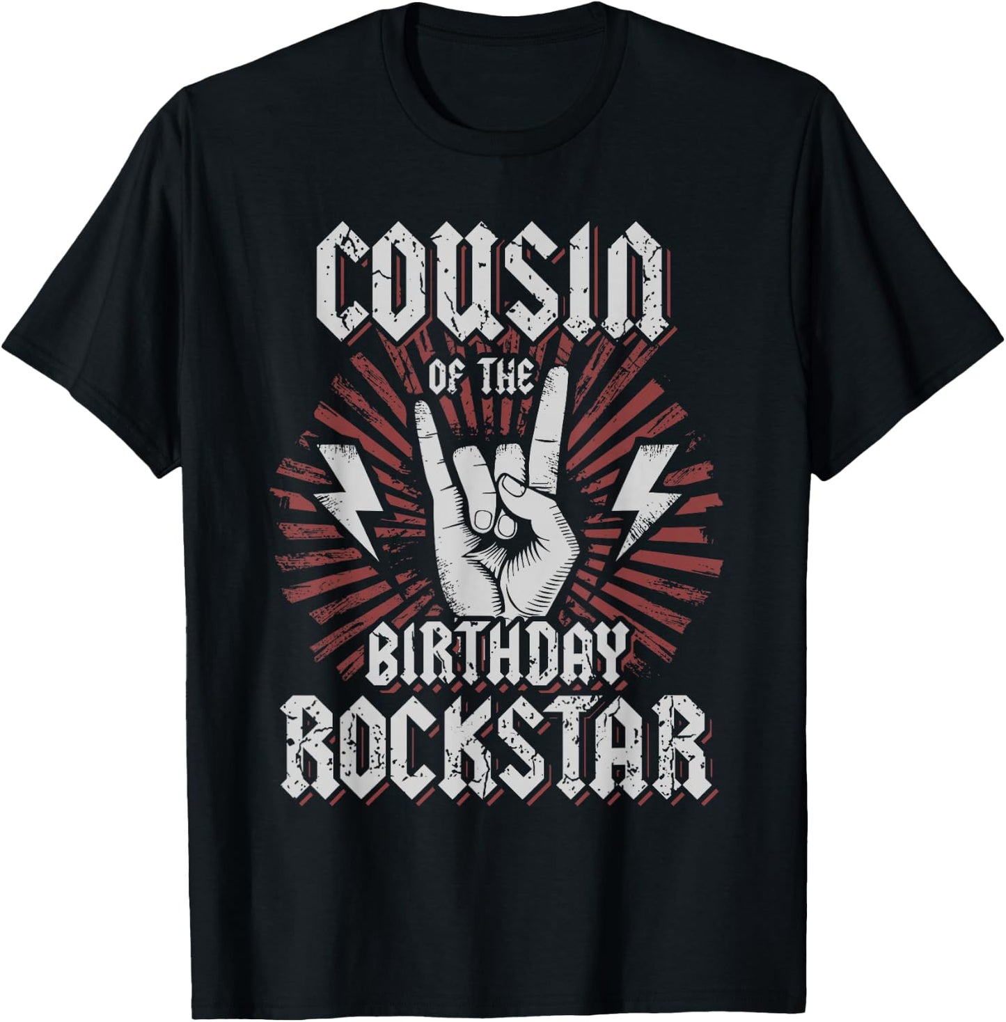 Cousin of the Birthday Rockstar Matching Rocker Rock Star T-Shirt - T-Shirt | Black
