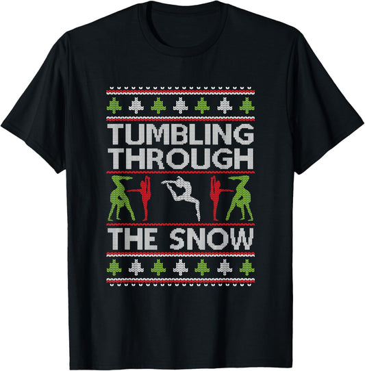 Handstand Santa Gymnastics Merry Flippin Christmas Gymnast T-Shirt - T-Shirt | Black