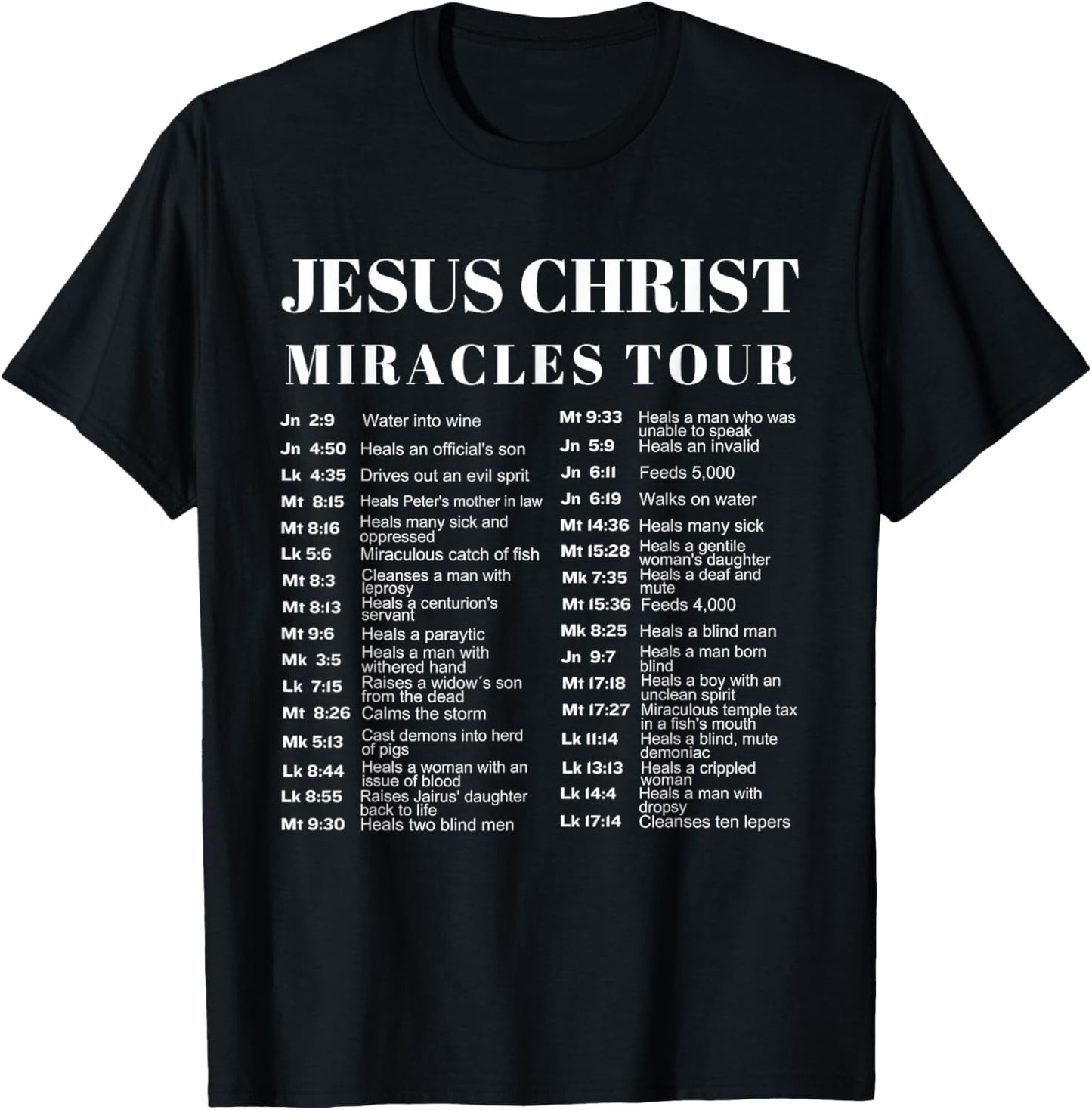 Jesus Christ Miracles Tour T-Shirt - T-Shirt | Black
