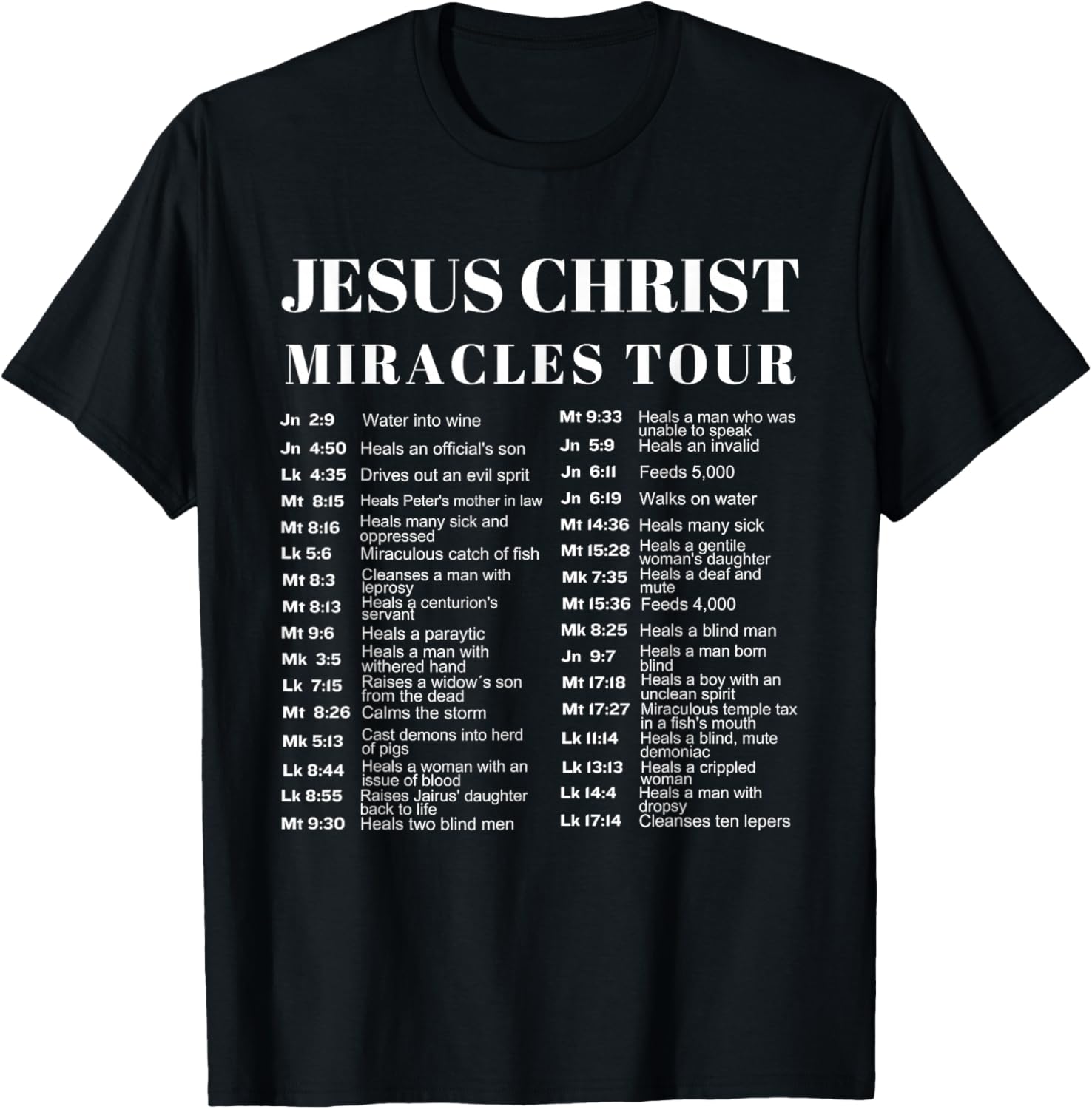 Jesus Christ Miracles Tour T-Shirt - T-Shirt | Black