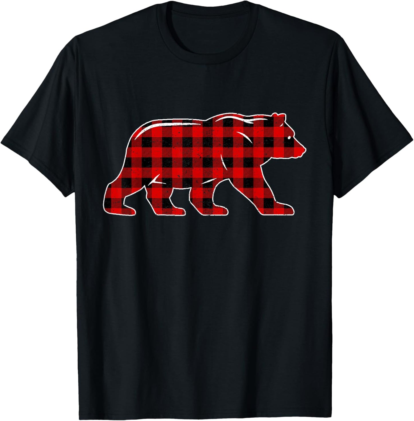 Red Buffalo Plaid Christmas Bear Pajama Sweater Women Men T-Shirt - T-Shirt | Black