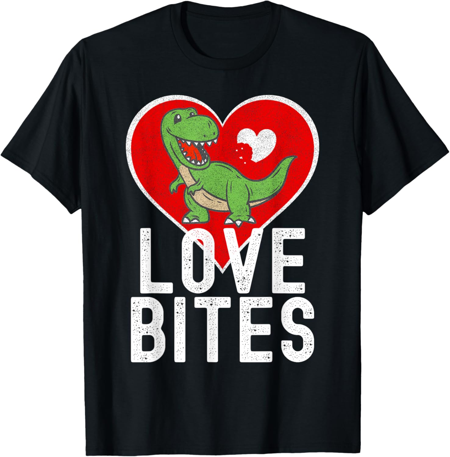 Valentine's T-Rex Love Bites Graphic for Dinosaur Lovers T-Shirt - T-Shirt | Black