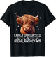 Retro Vintage Farmer | Easily Distracted By Highland Cows T-Shirt - T-Shirt | Black