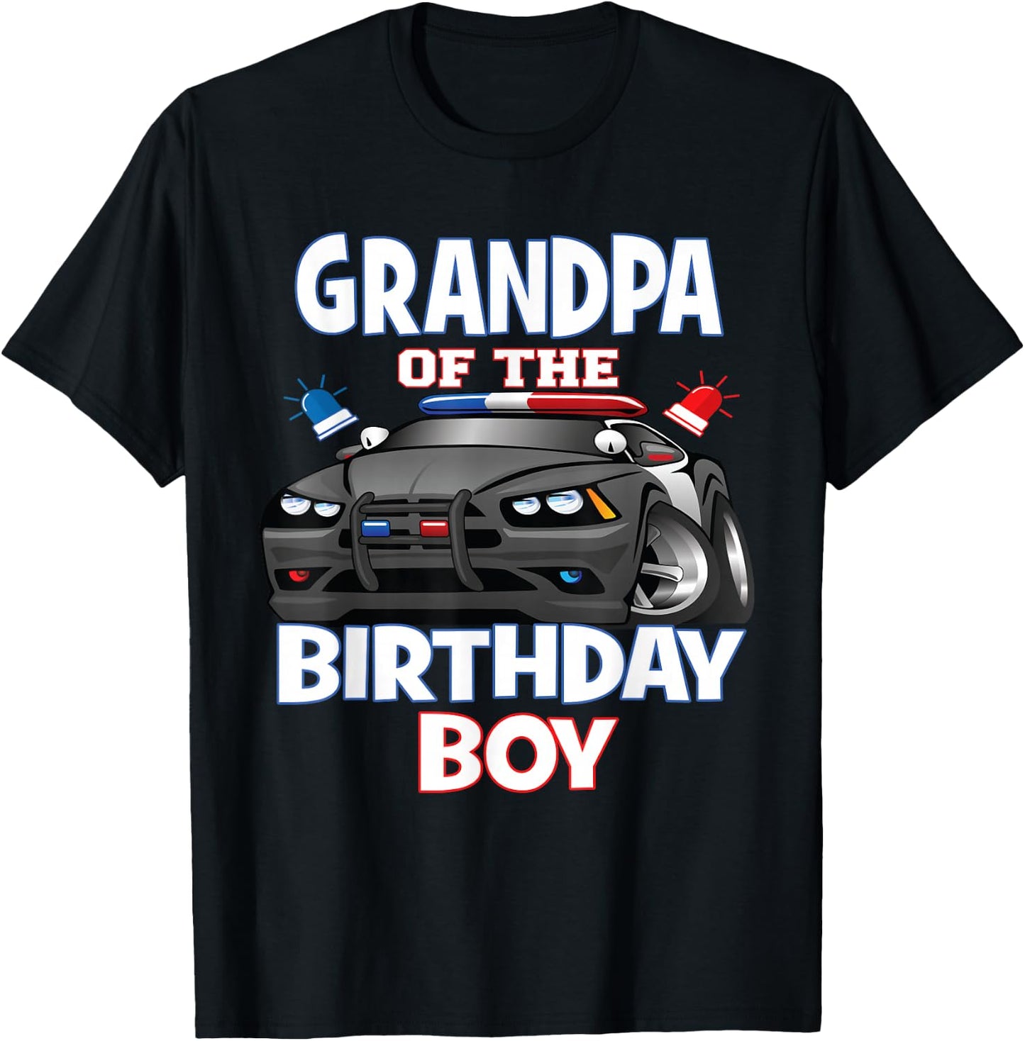 Grandpa Of The Birthday Boy Policeman Officer Party T-Shirt - T-Shirt | Black