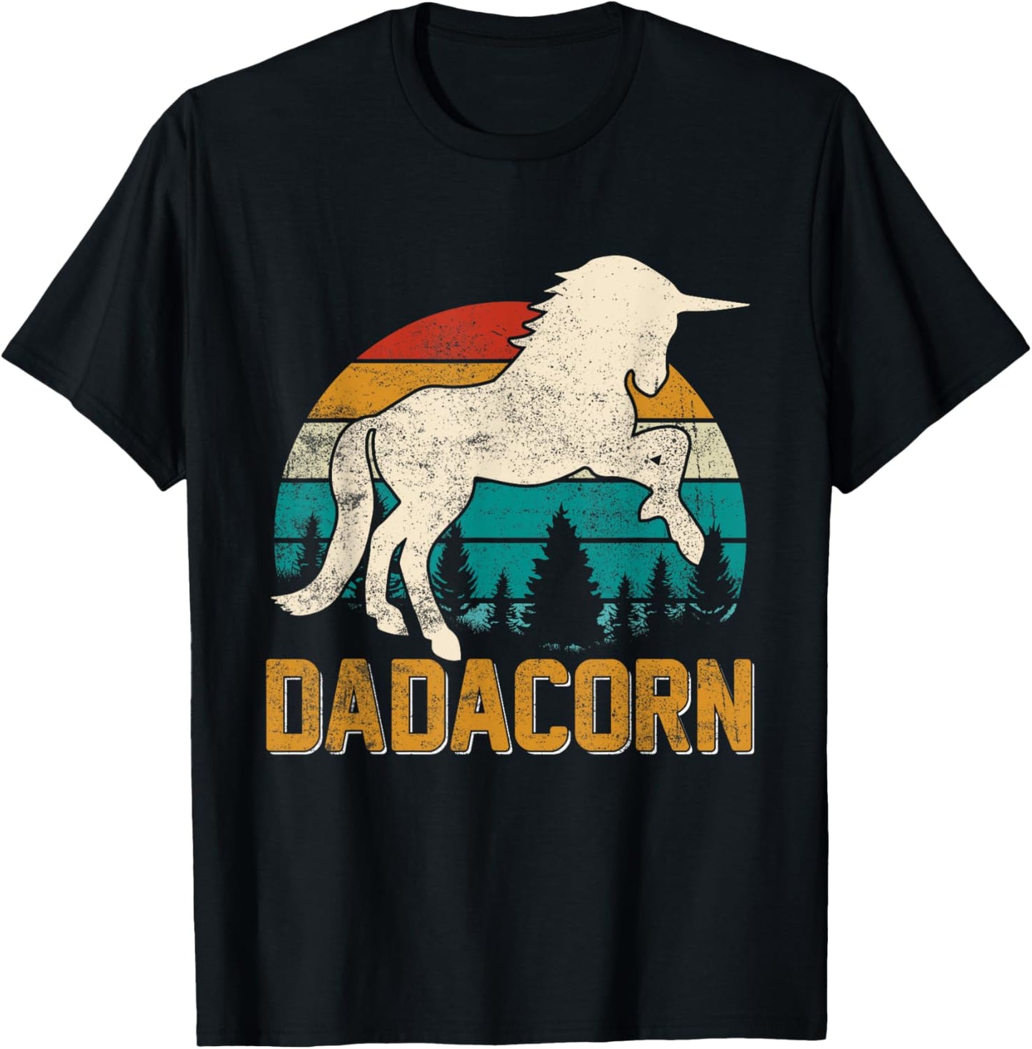 Dadacorn Funny Dad Unicorn Daddy Papa Grandpa Daughters T-Shirt - T-Shirt | Black