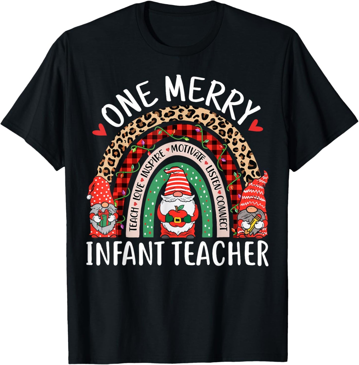 Infant Teacher Funny Gnomes Christmas Daycare Teacher T-Shirt - T-Shirt | Black