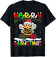 Xmas Lighting Santa Hat Bee Merry Christmas T-Shirt - T-Shirt | Black