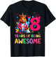 awesome capybara cappy birthday 8 year old Girls 8th B-day T-Shirt - T-Shirt | Black