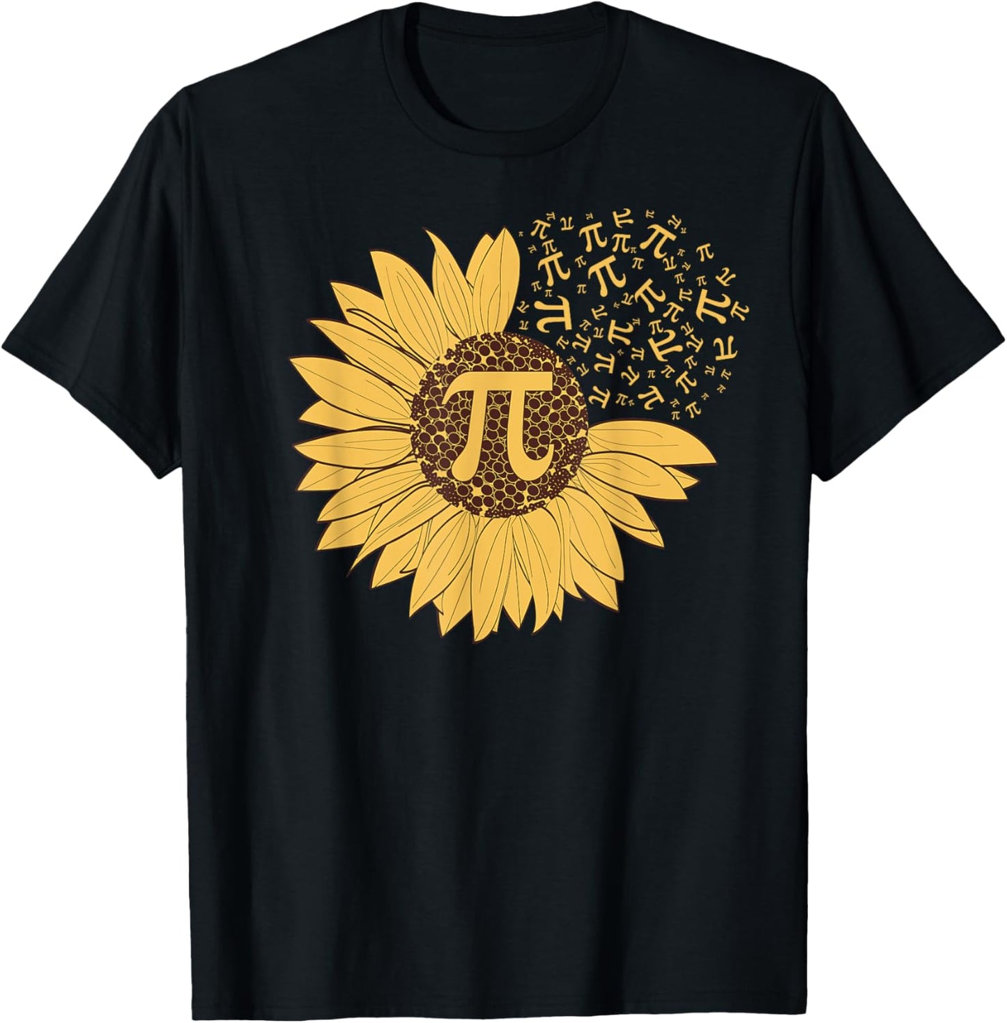 Pi Day Shirt - Sunflower 3,14 Pi Number Symbol Math Science T-Shirt - T-Shirt | Black
